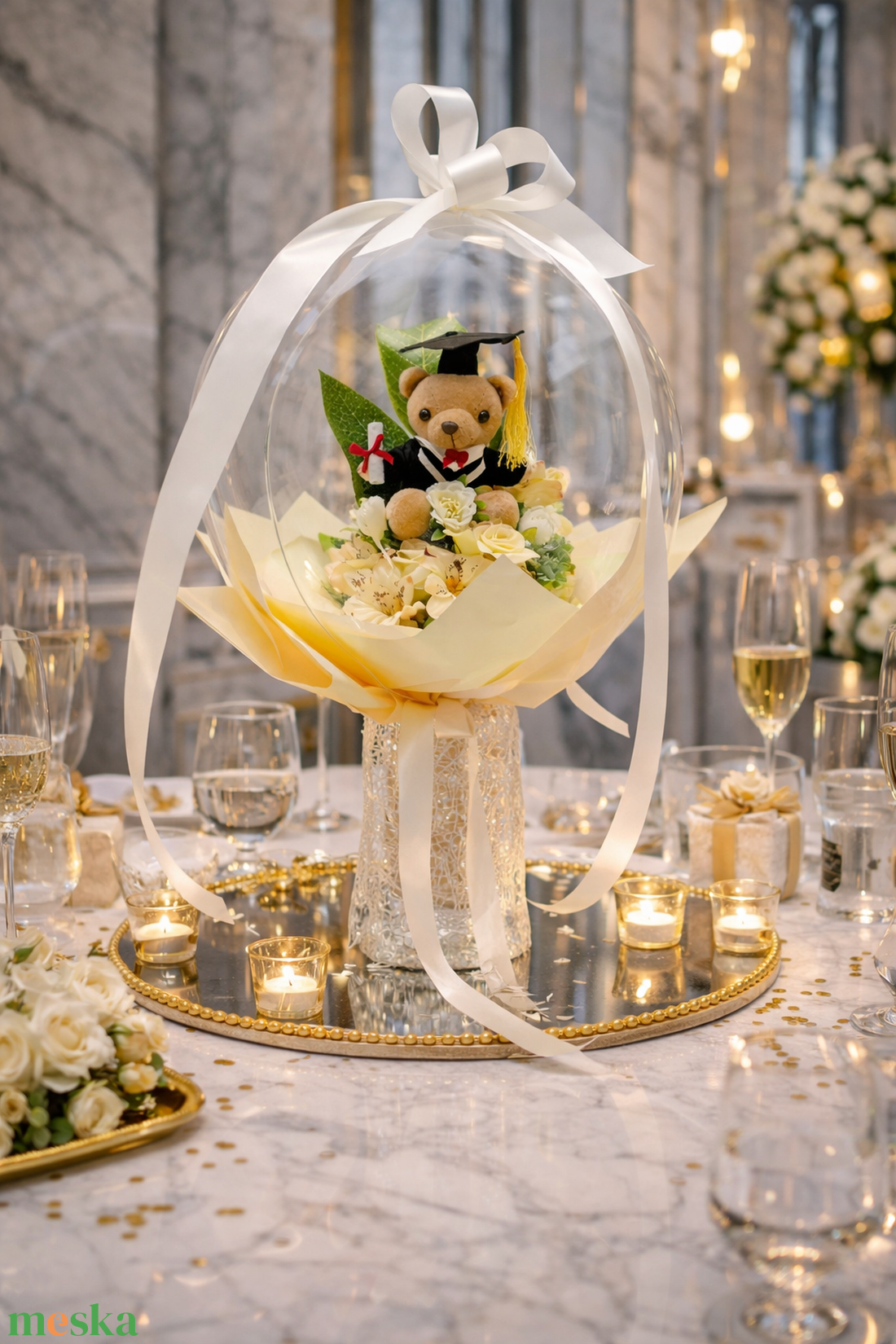 Ballagási macis ballonos csokor �  különleges ballagási ajándék, diplomaosztó ajándék - otthon & életmód - virágdekoráció - virágok - virágcsokor - Meska.hu