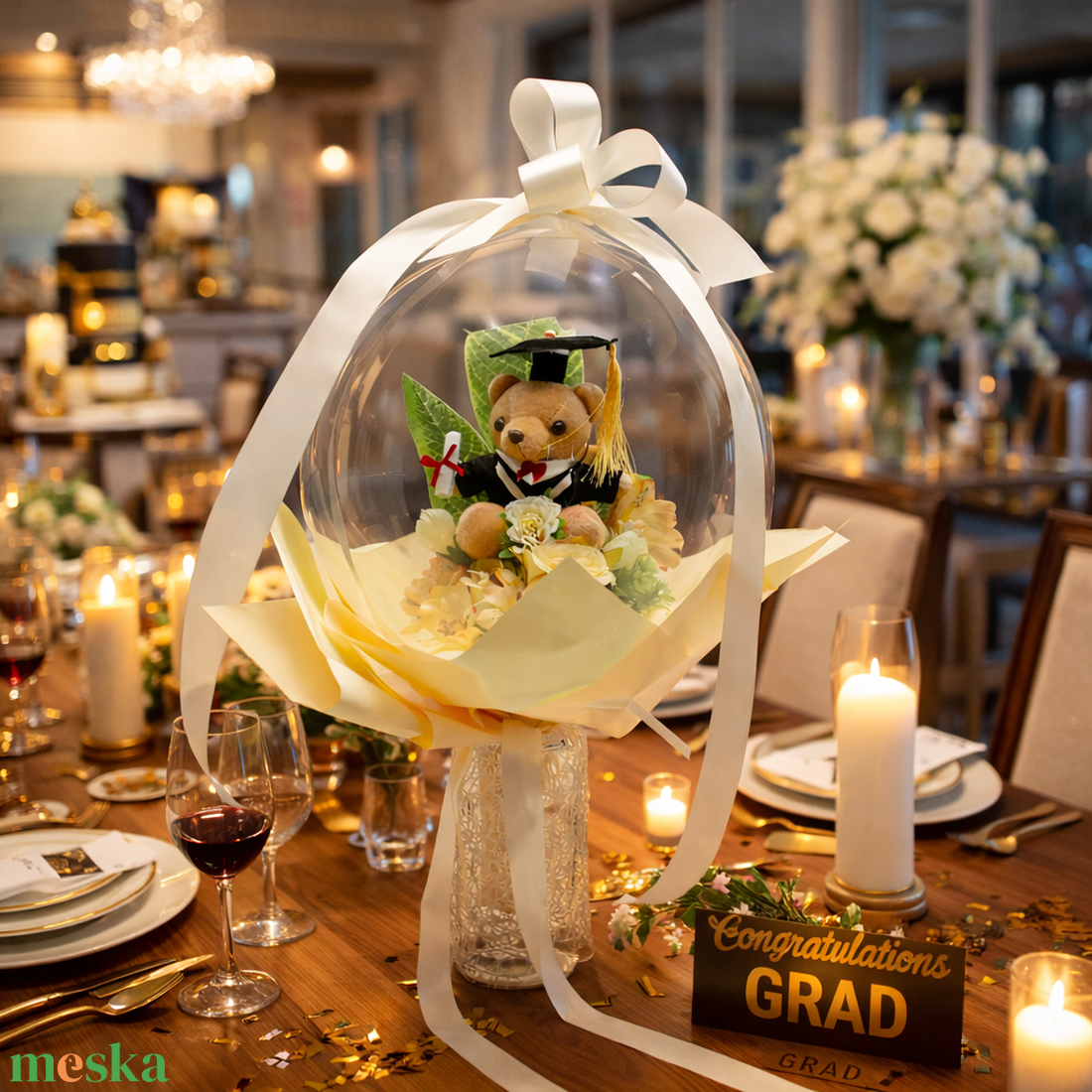 Ballagási macis ballonos csokor �  különleges ballagási ajándék, diplomaosztó ajándék - otthon & életmód - virágdekoráció - virágok - virágcsokor - Meska.hu