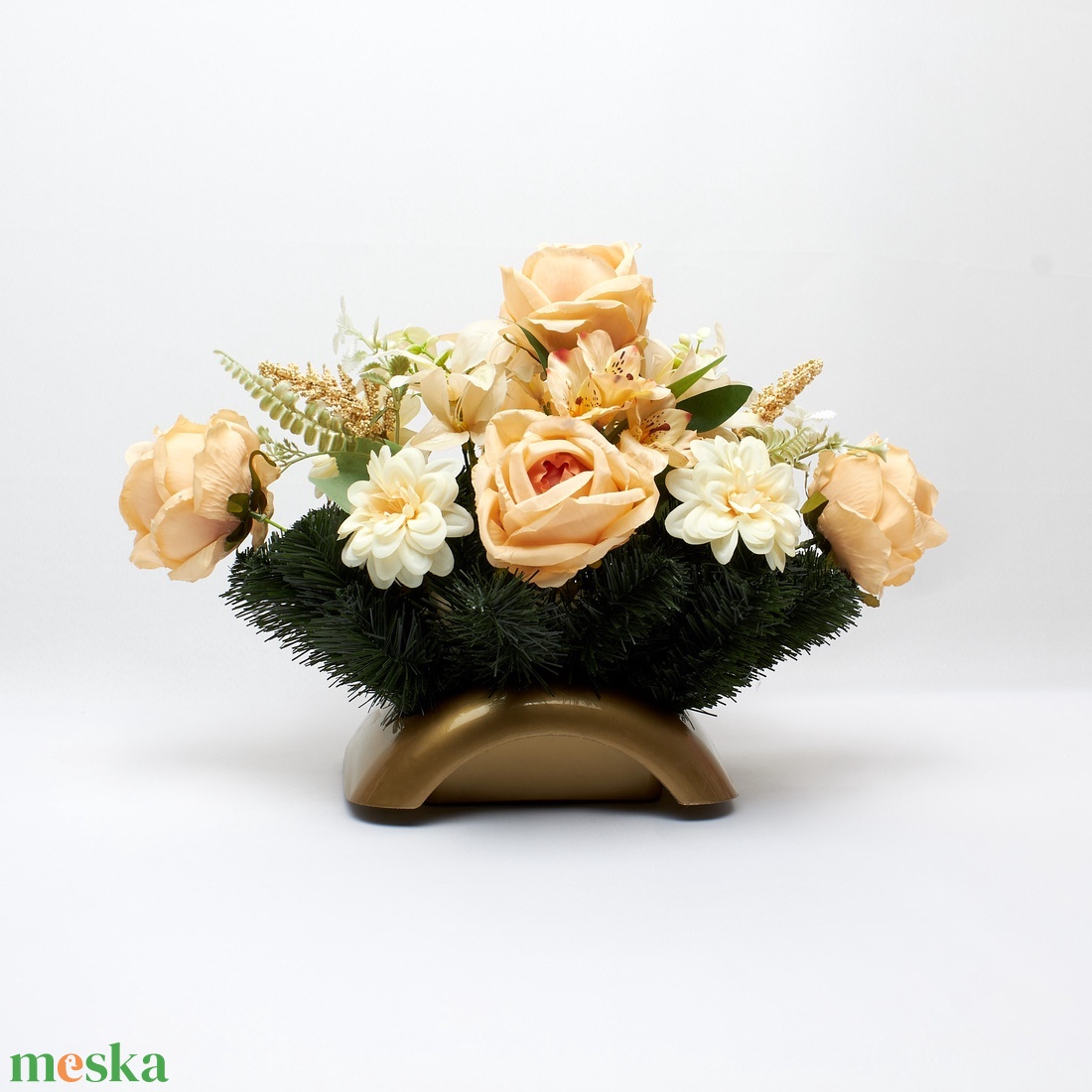 Barack�krém sírdísz kegyeletteljes megemlékezéshez - otthon & életmód - vallás - temetkezési tárgy - sírdísz, kegyeleti dísz - Meska.hu