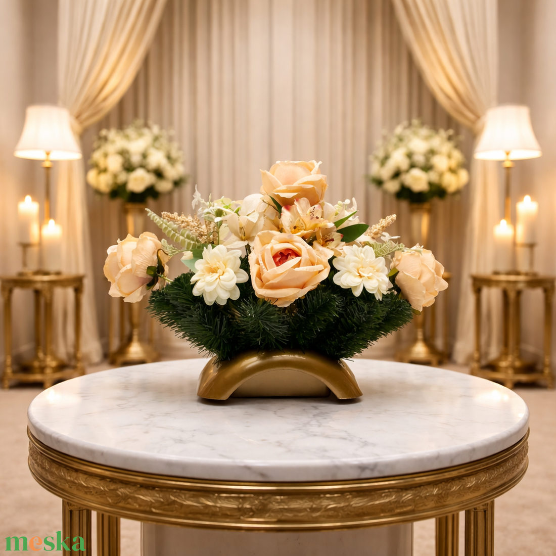 Barack�krém sírdísz kegyeletteljes megemlékezéshez - otthon & életmód - vallás - temetkezési tárgy - sírdísz, kegyeleti dísz - Meska.hu