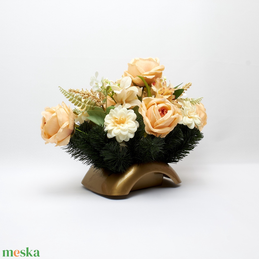 Barack�krém sírdísz kegyeletteljes megemlékezéshez - otthon & életmód - vallás - temetkezési tárgy - sírdísz, kegyeleti dísz - Meska.hu