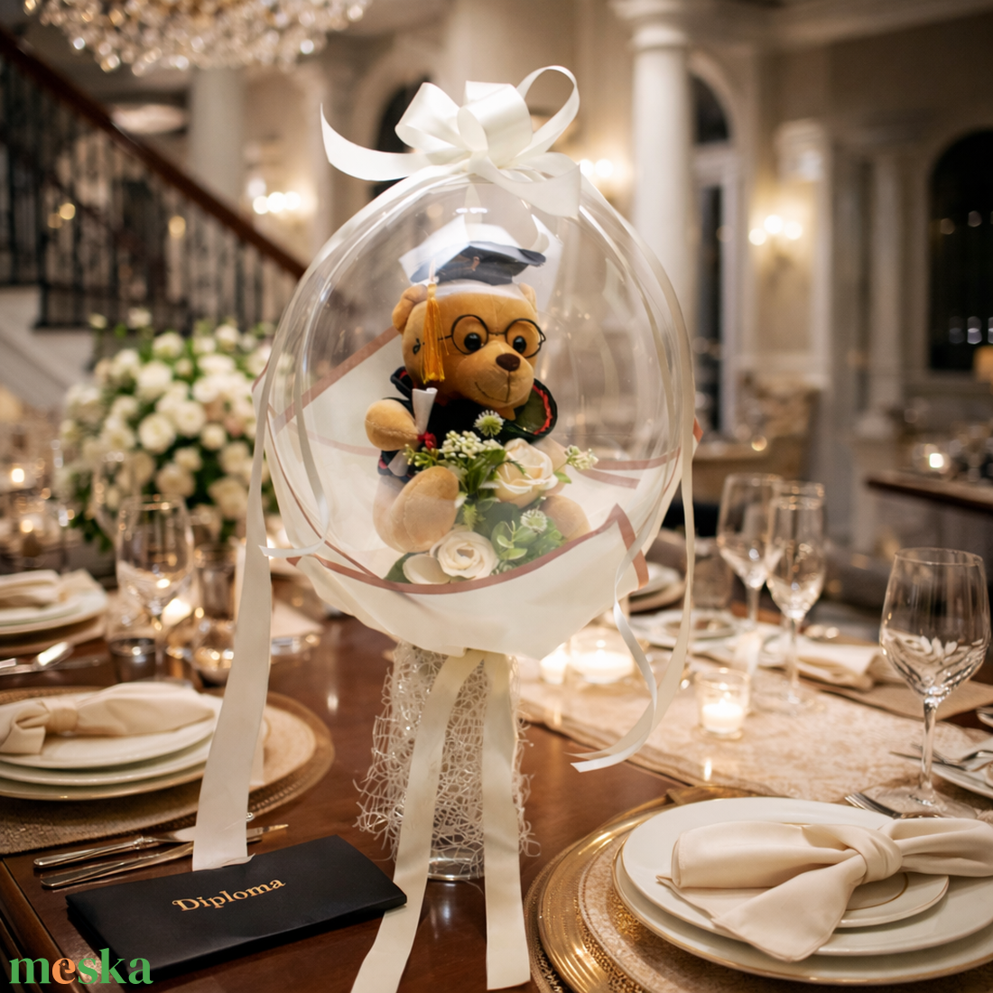 Ballagási macis ballonos csokor �  különleges ballagási ajándék, diplomaosztó ajándék - otthon & életmód - virágdekoráció - virágok - virágcsokor - Meska.hu