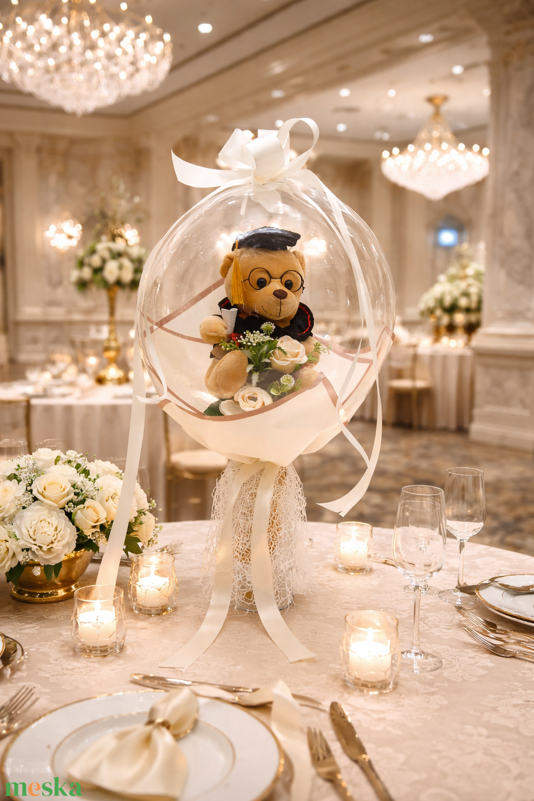 Ballagási macis ballonos csokor �  különleges ballagási ajándék, diplomaosztó ajándék - otthon & életmód - virágdekoráció - virágok - virágcsokor - Meska.hu