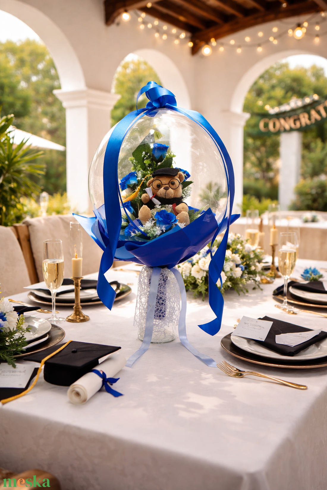 Ballagási macis ballonos csokor �  különleges ballagási ajándék, diplomaosztó ajándék - otthon & életmód - virágdekoráció - virágok - virágcsokor - Meska.hu