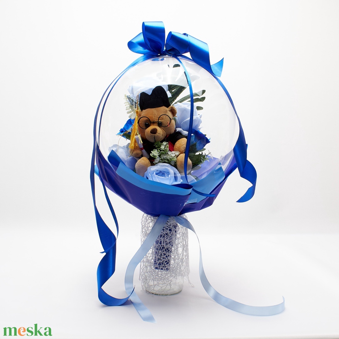 Ballagási macis ballonos csokor �  különleges ballagási ajándék, diplomaosztó ajándék - otthon & életmód - virágdekoráció - virágok - virágcsokor - Meska.hu