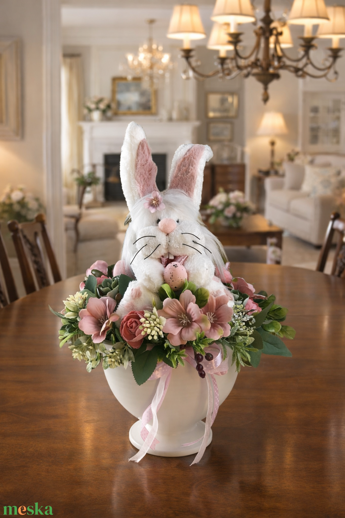 Nyuszis asztali dísz :: tojás kerámia kaspóban - otthon & életmód - dekoráció - asztal és polc dekoráció - asztaldísz - Meska.hu