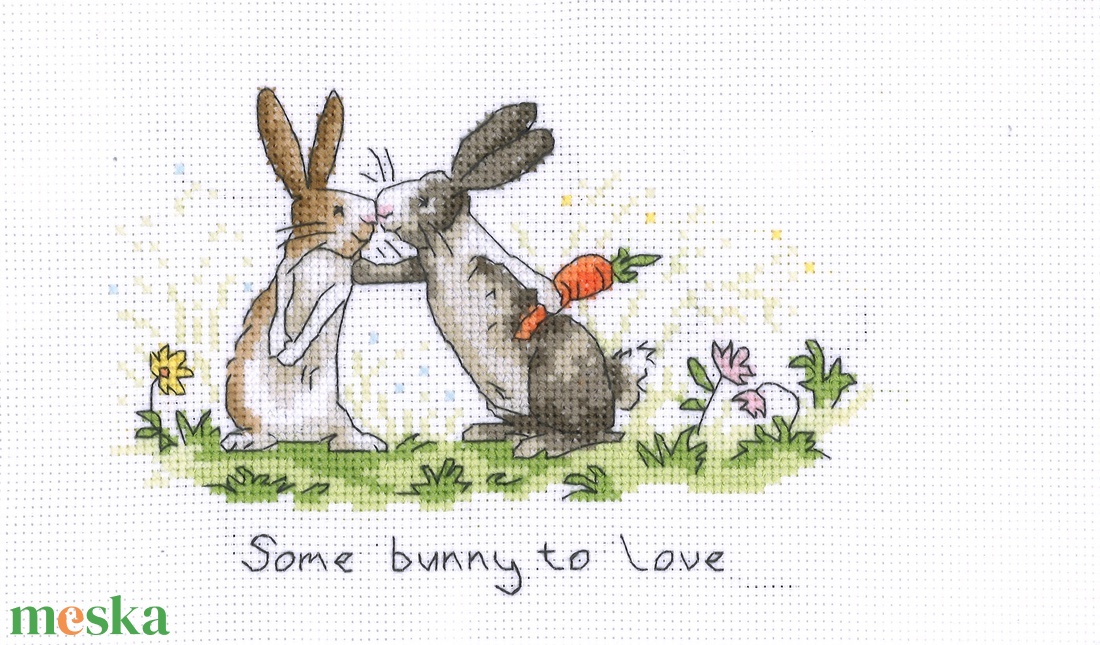 Nyuszi - Some bunny to love - művészet - textilkép - keresztszemes - Meska.hu