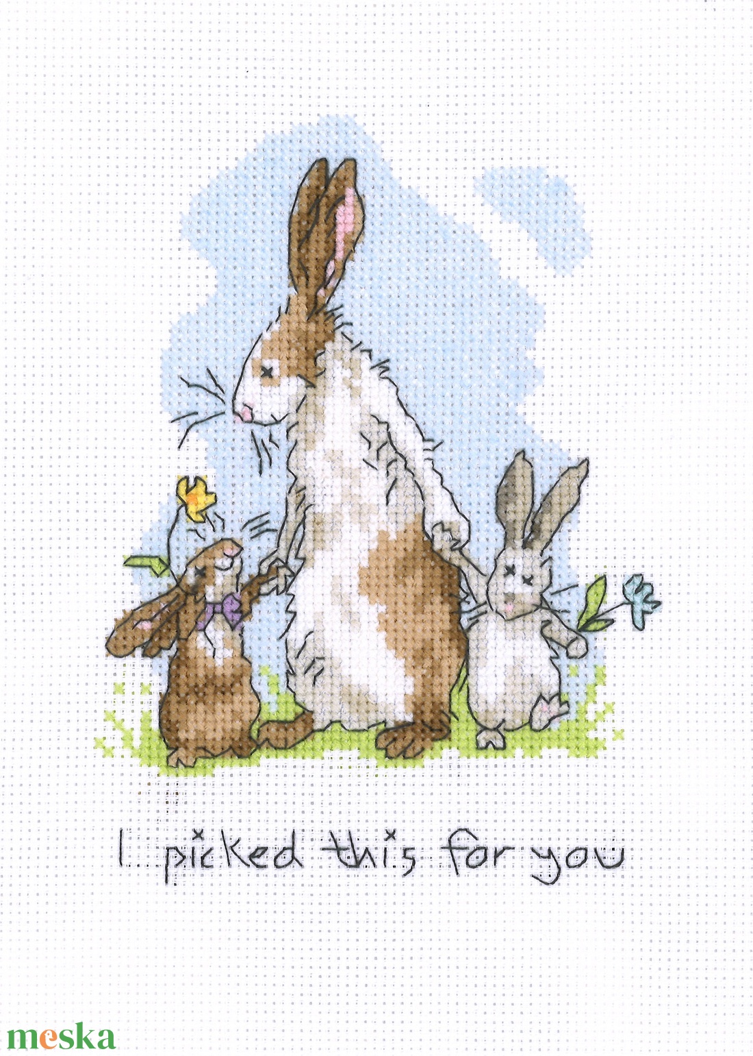 Nyuszi - I picked this for you! - művészet - textilkép - keresztszemes - Meska.hu Nyuszi - I picked this for you! - művészet - textilkép - keresztszemes - Meska.hu