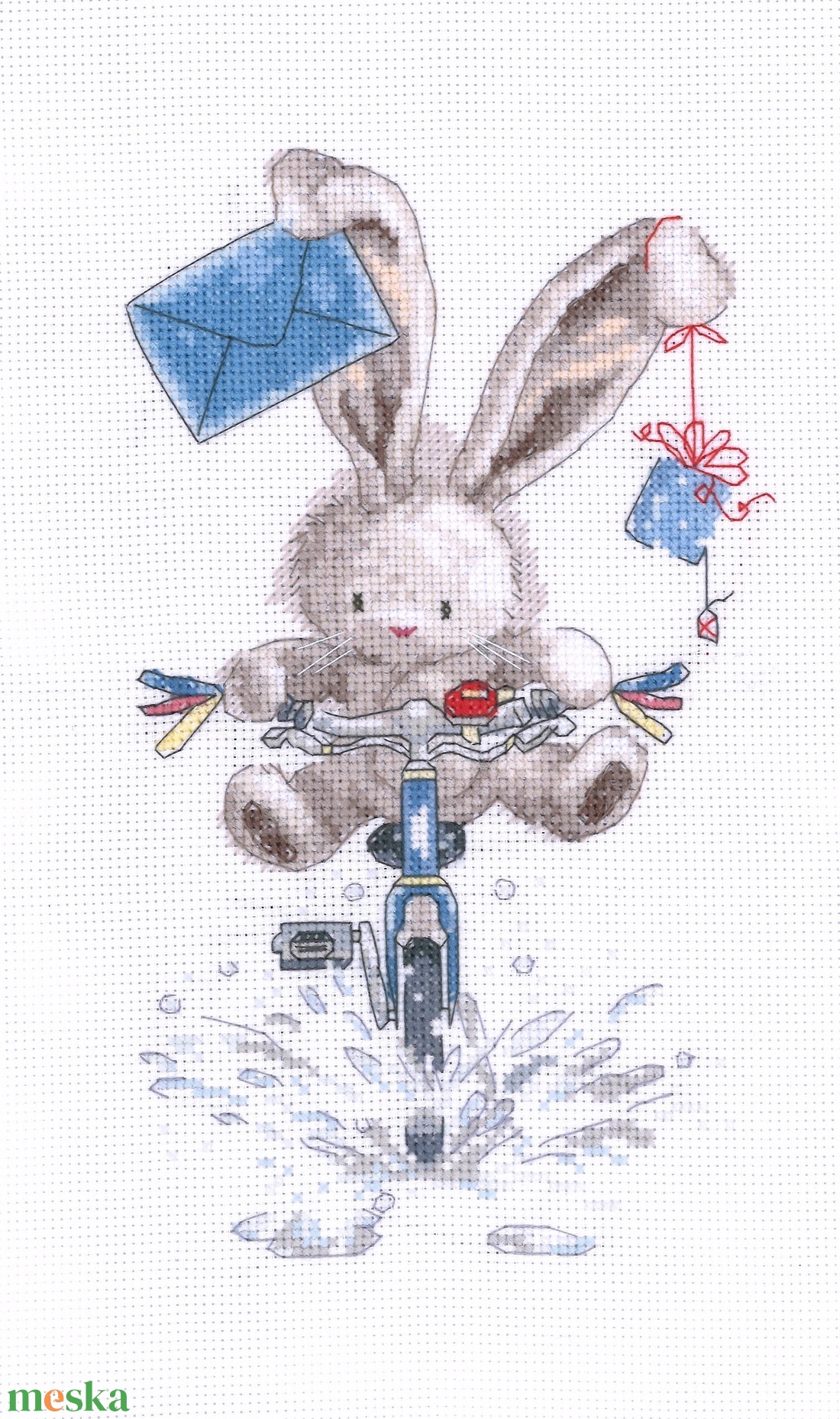 Bebunni - Biciklis postás - művészet - textilkép - keresztszemes - Meska.hu Bebunni - Biciklis postás - művészet - textilkép - keresztszemes - Meska.hu
