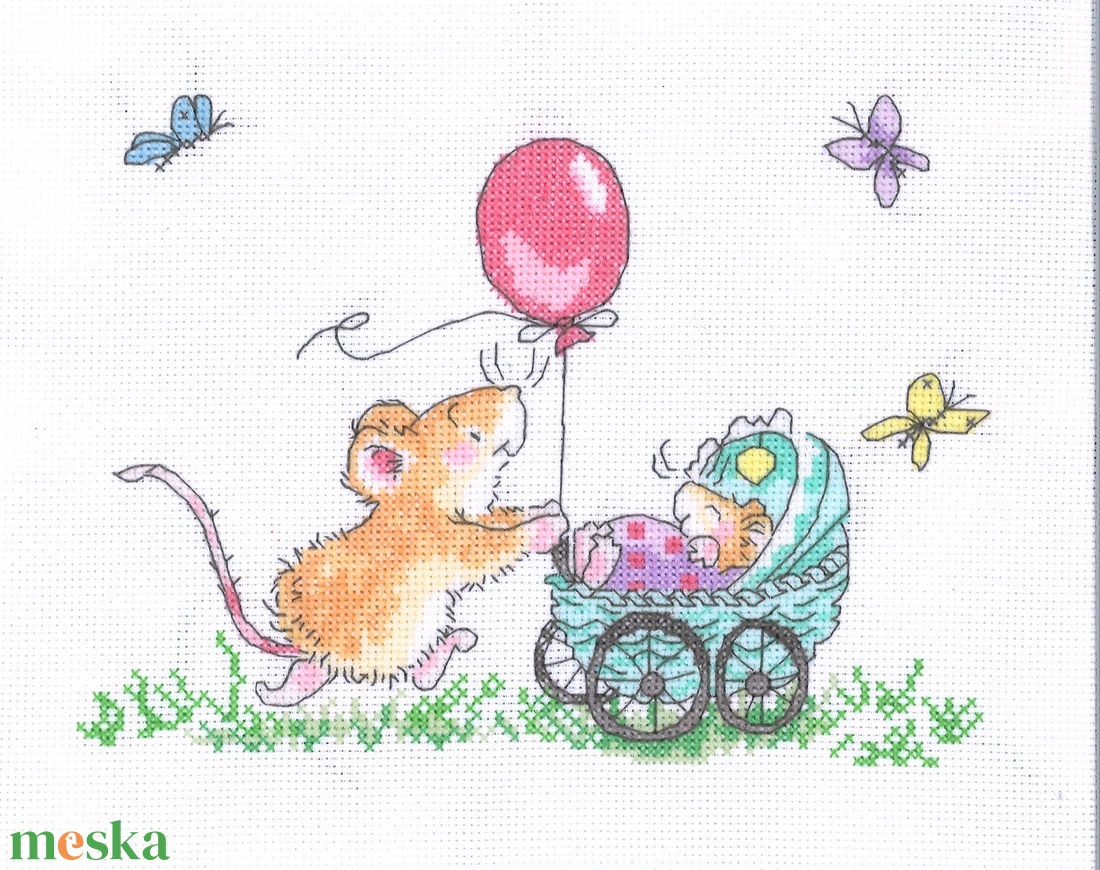 Egérmama babakocsit tologat - művészet - textilkép - gobelin - Meska.hu Egérmama babakocsit tologat - művészet - textilkép - gobelin - Meska.hu