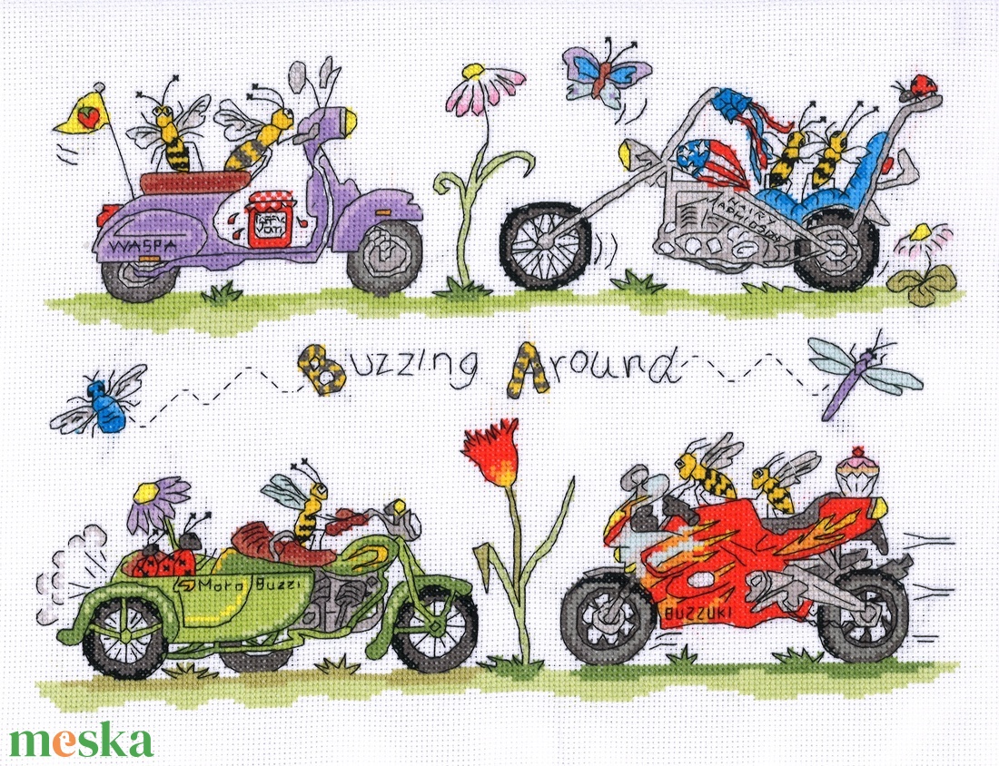 Motoros bogarak - vagy bogaras motorok? - művészet - textilkép - keresztszemes - Meska.hu Motoros bogarak - vagy bogaras motorok? - művészet - textilkép - keresztszemes - Meska.hu