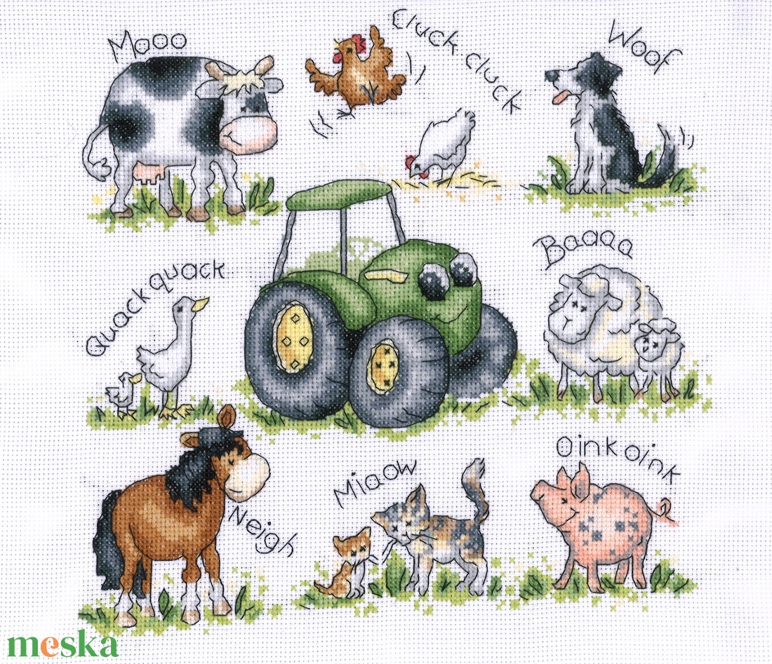 Farmállatok - művészet - textilkép - keresztszemes - Meska.hu Farmállatok - művészet - textilkép - keresztszemes - Meska.hu