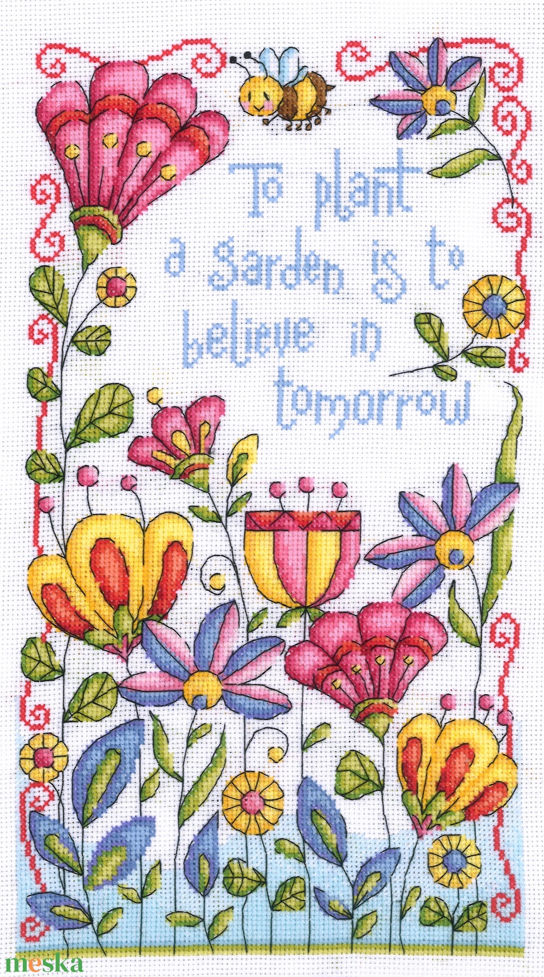 To plant a garden - művészet - textilkép - keresztszemes - Meska.hu