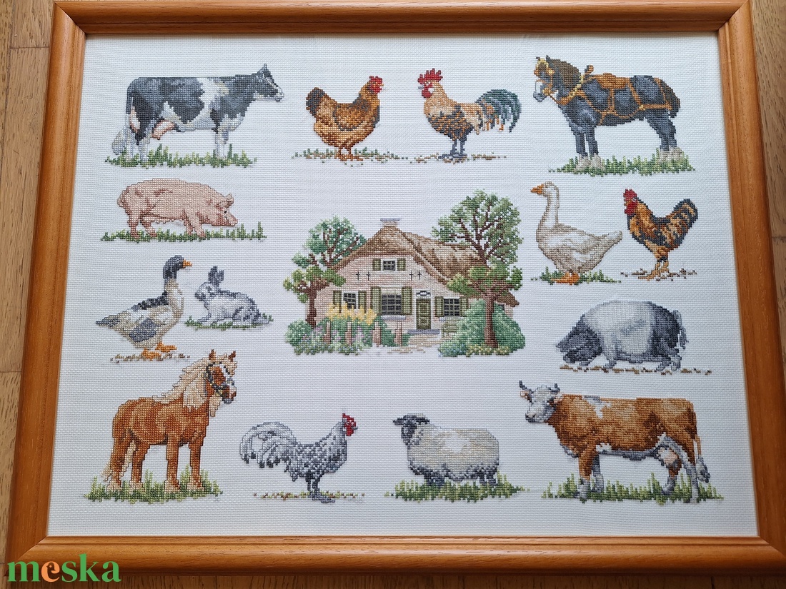 Farmállat kavalkád - művészet - textilkép - keresztszemes - Meska.hu Farmállat kavalkád - művészet - textilkép - keresztszemes - Meska.hu