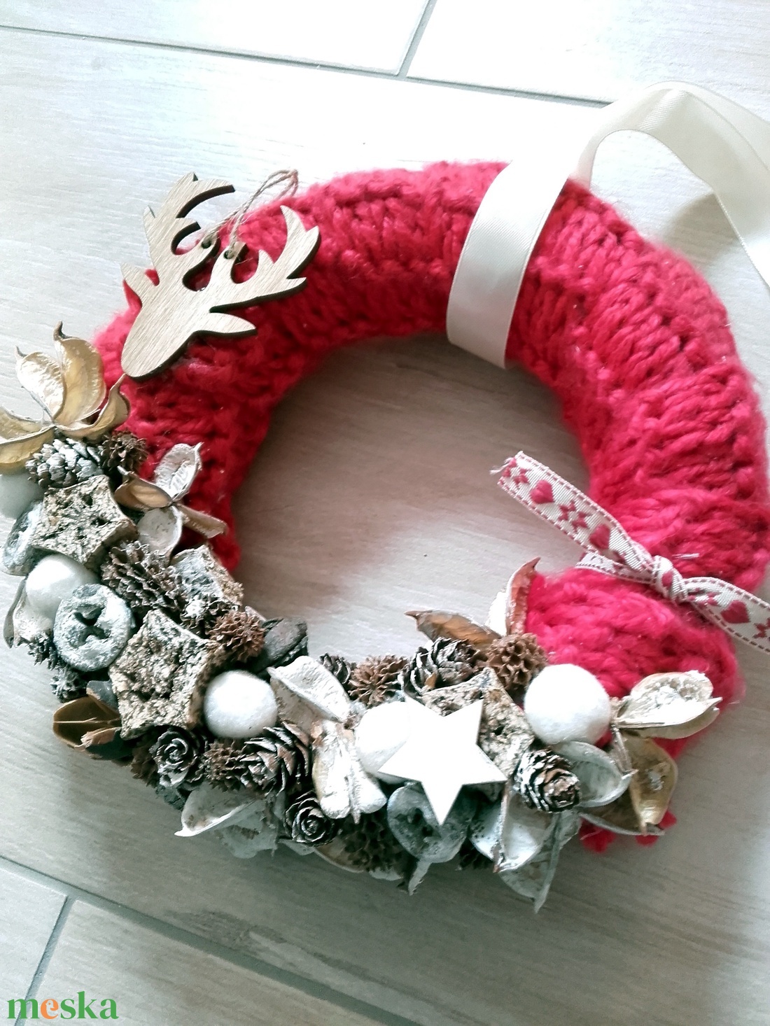 ÜNNEPVÁRÓ karácsonyi-adventi KOPOGTATÓ AJTÓDÍSZ - karácsony - karácsonyi lakásdekoráció - karácsonyi ajtódíszek - Meska.hu