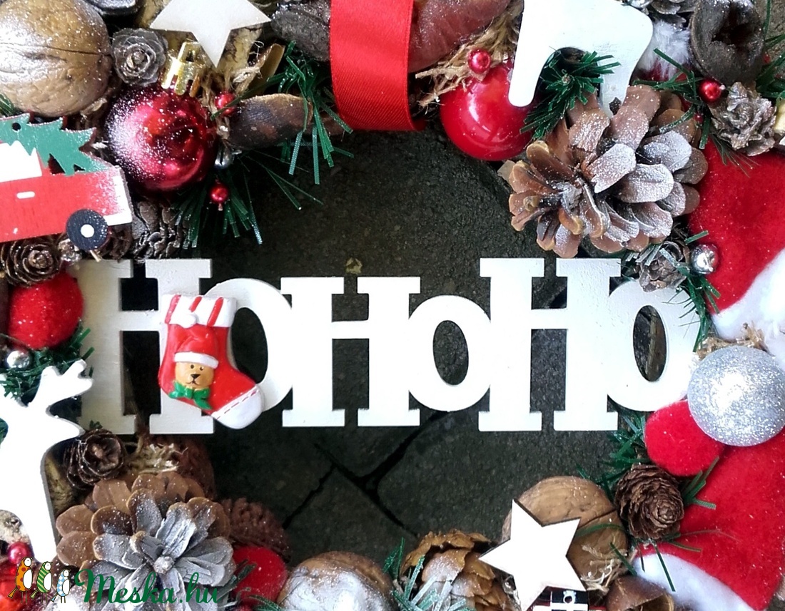 HOHOHO mikulás-adventi-karácsonyi-ünnepváró ajtódísz, kopogtató, koszorú KÉSZTERMÉK - karácsony - adventi díszek - adventi ajtódísz - Meska.hu