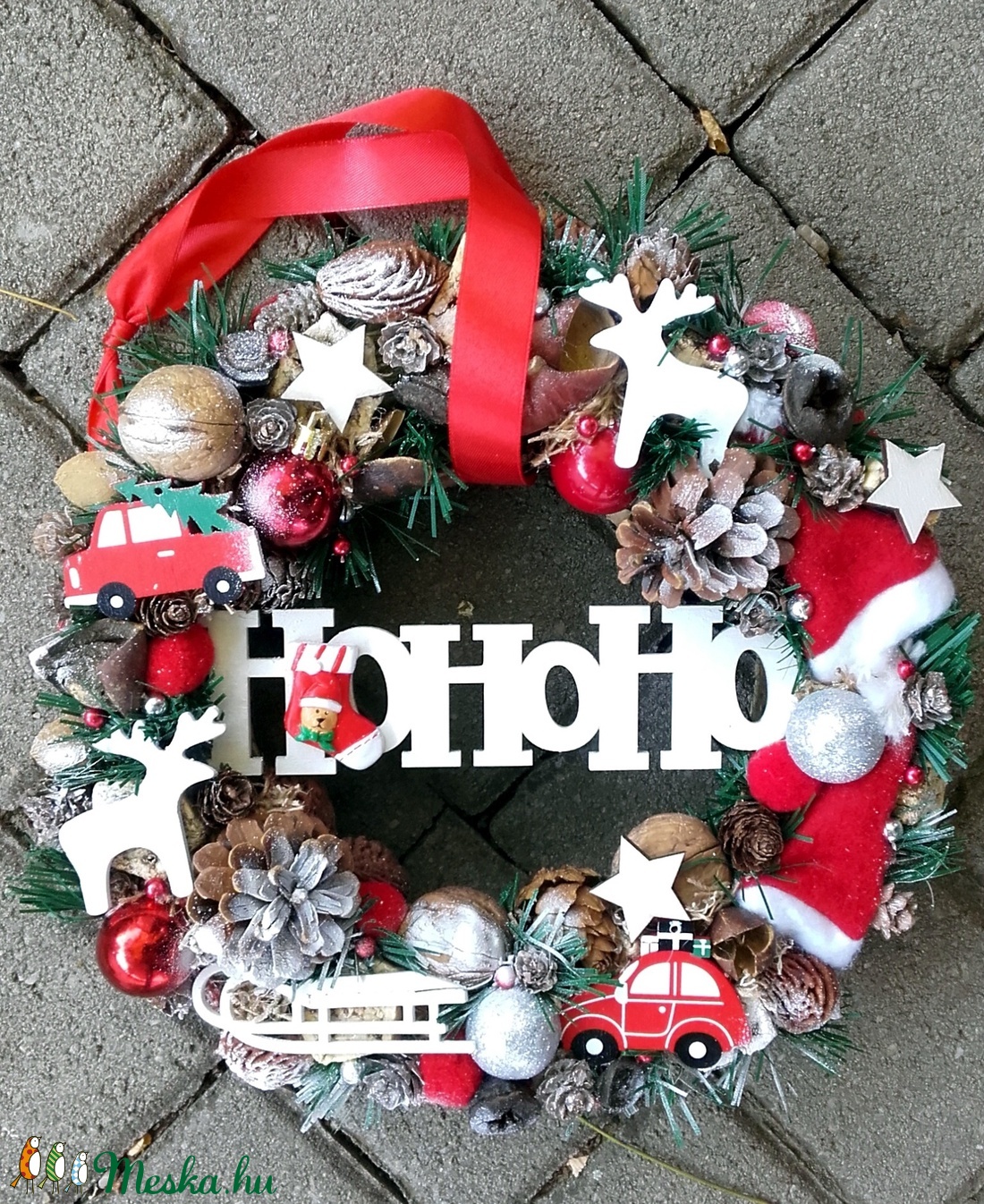 HOHOHO mikulás-adventi-karácsonyi-ünnepváró ajtódísz, kopogtató, koszorú KÉSZTERMÉK - karácsony - adventi díszek - adventi ajtódísz - Meska.hu