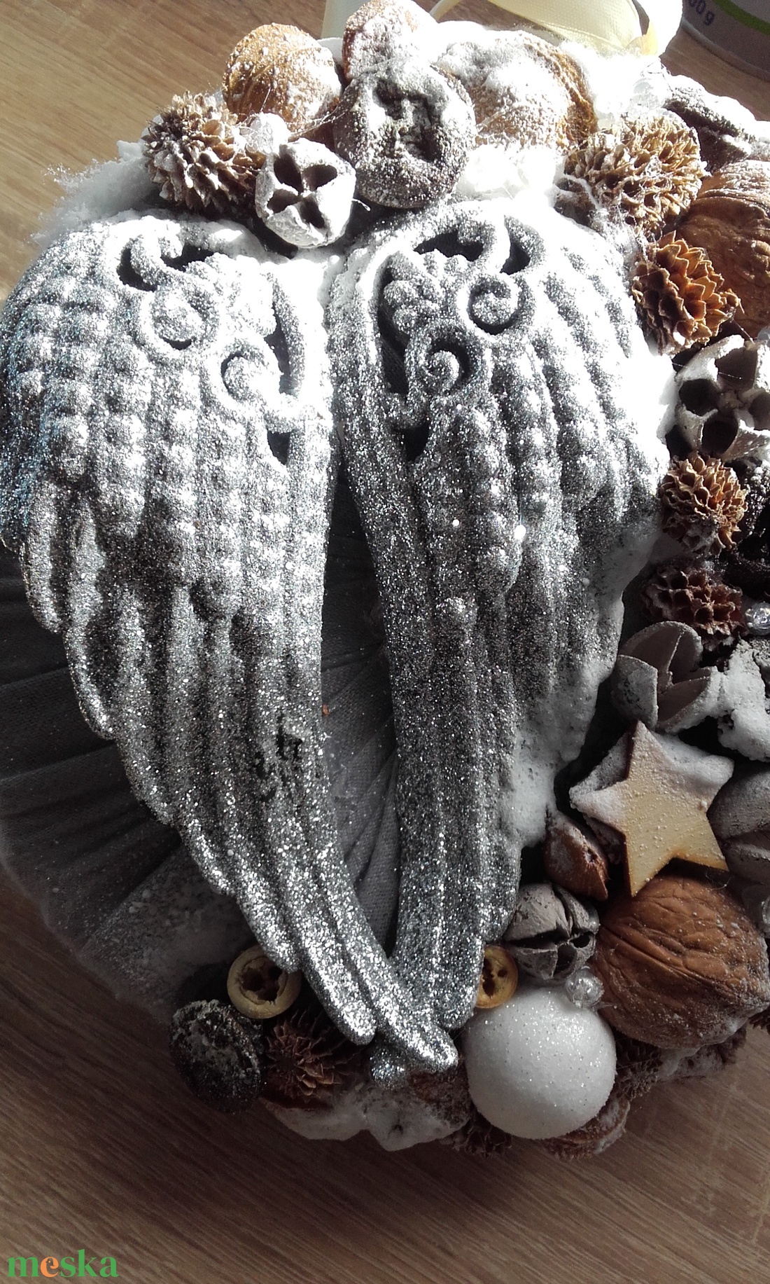 ANGYALSZÁRNY  ünnepi-karácsonyi-adventi kopogtató, ajtódísz, falidísz, koszorú RENDELHETŐ - karácsony - karácsonyi lakásdekoráció - karácsonyi ajtódíszek - Meska.hu