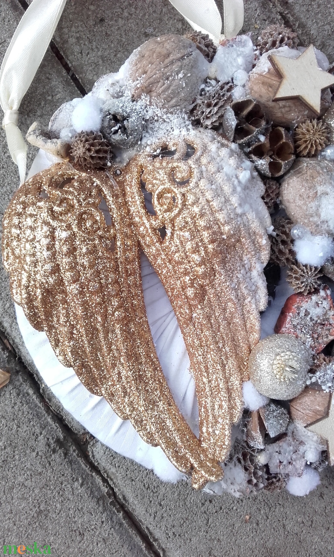 ANGYALSZÁRNY  ünnepi-karácsonyi-adventi kopogtató, ajtódísz, falidísz, koszorú RENDELHETŐ - karácsony - karácsonyi lakásdekoráció - karácsonyi ajtódíszek - Meska.hu