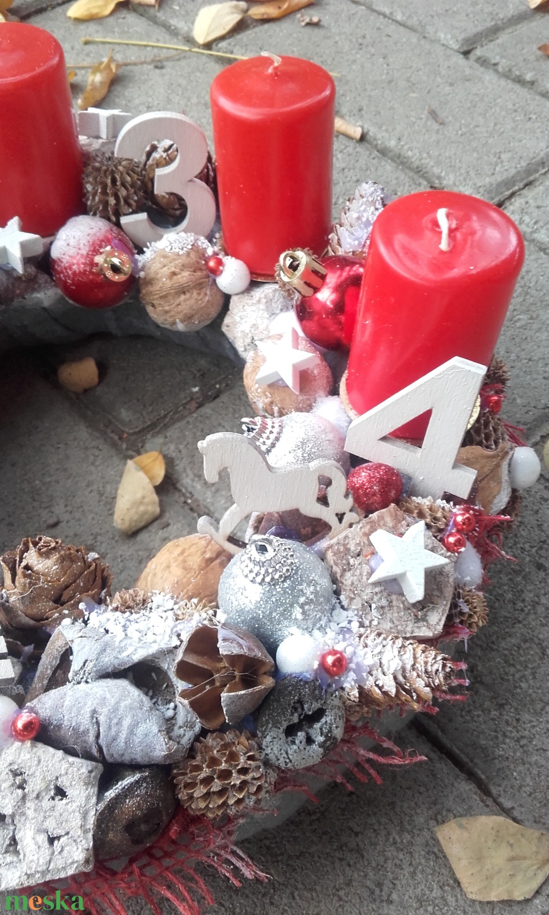 ADVENT VASÁRNAPOK Karácsonyi asztald�sz,  adventi asztaldísz, koszorú, doboz, box karácsonyi dekoráció  - karácsony - adventi díszek - adventi koszorú - Meska.hu