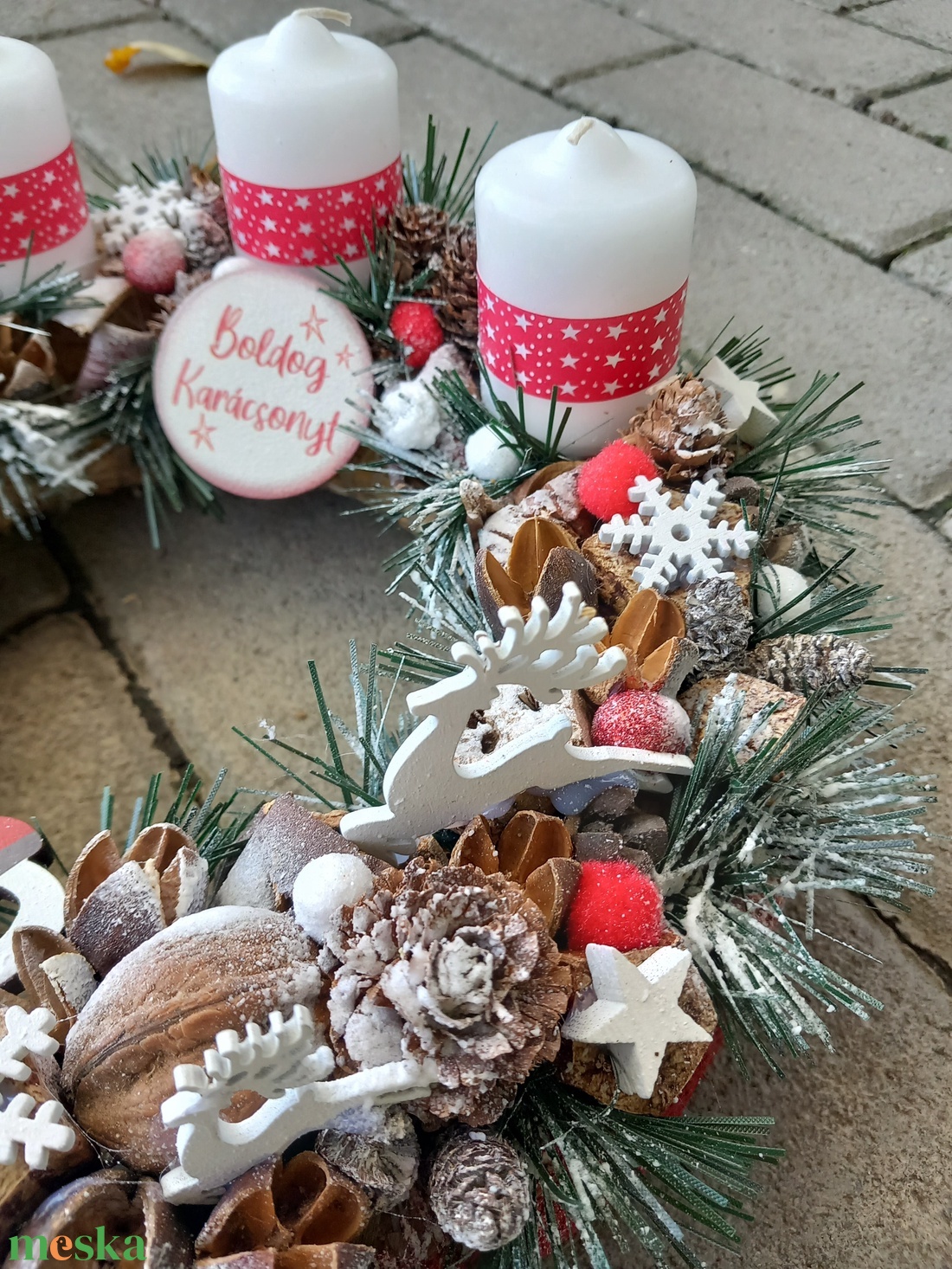 KORCSOLYA adventi koszorú, karácsonyi asztaldísz, koszorú, boxKÉSZTERMÉK - karácsony - adventi díszek - adventi asztaldísz - Meska.hu