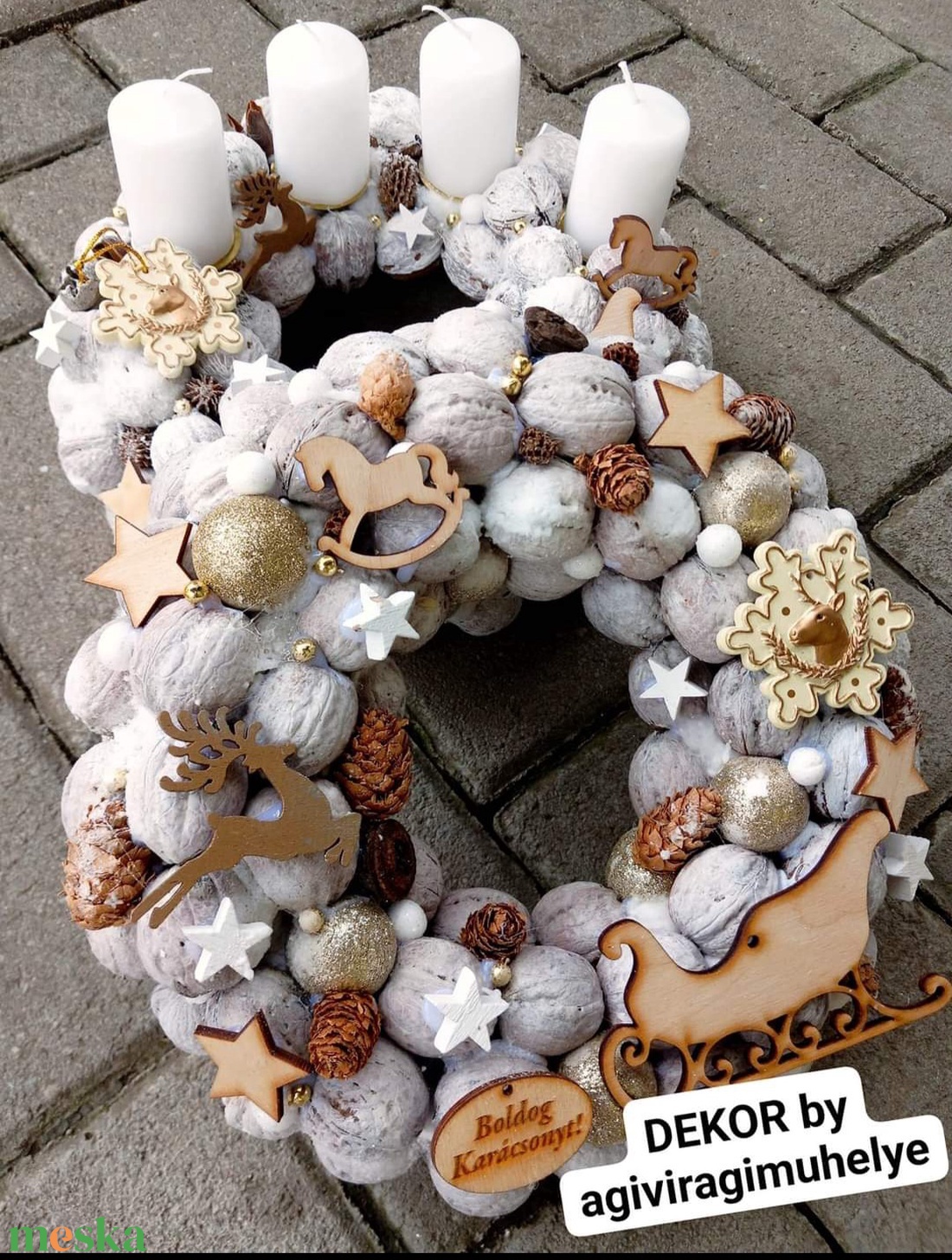 BÉKEBELI KARÁCSONY adventi koszorú, adventi asztaldísz, ünnepi dekoráció, karácsonyi dísz - karácsony - adventi díszek - adventi koszorú - Meska.hu