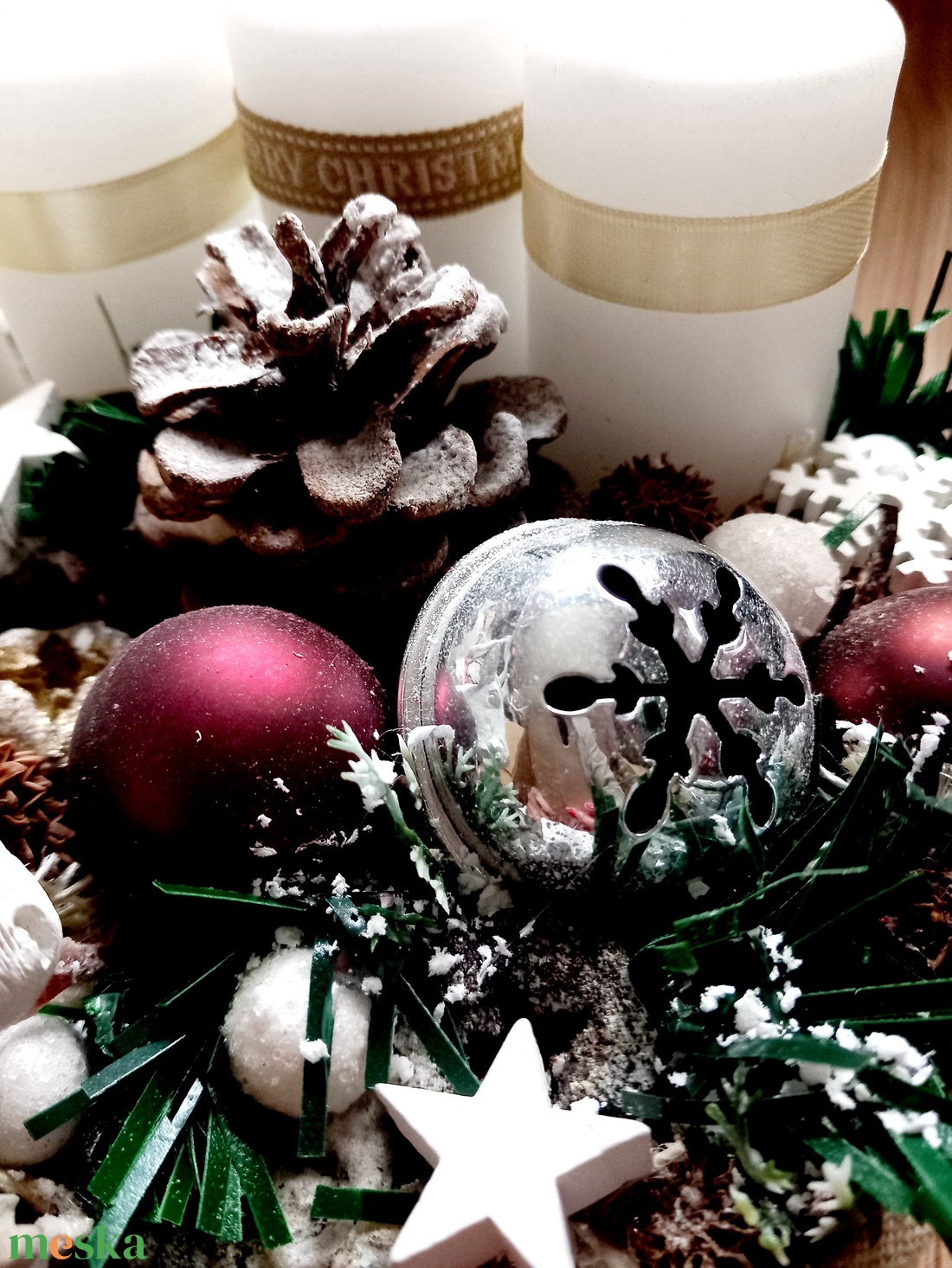 RÉNSZARVAS karácsonyi koszorú, adventi koszorú, adventi asztaldísz, ünnepi dekoráció   - karácsony - karácsonyi lakásdekoráció - karácsonyi ajtódíszek - Meska.hu