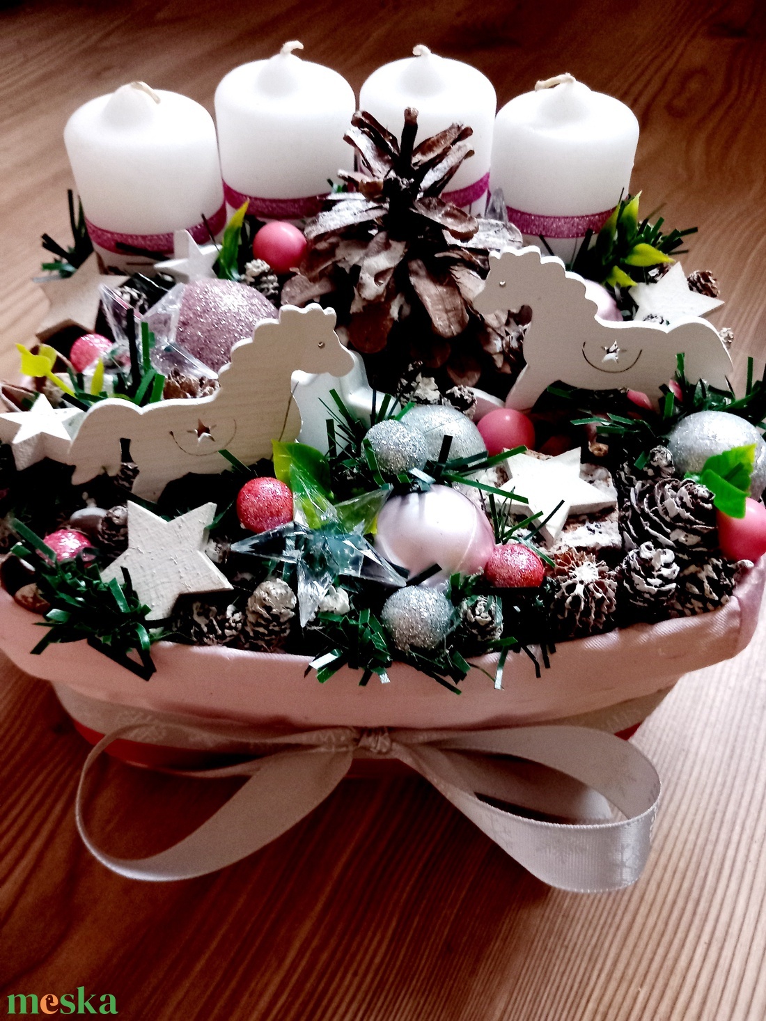 HINTALOVAK  adventi asztaldísz, karácsonyi asztaldísz, karácsonyi koszorú KÉSZTERMÉK - karácsony - adventi díszek - adventi asztaldísz - Meska.hu