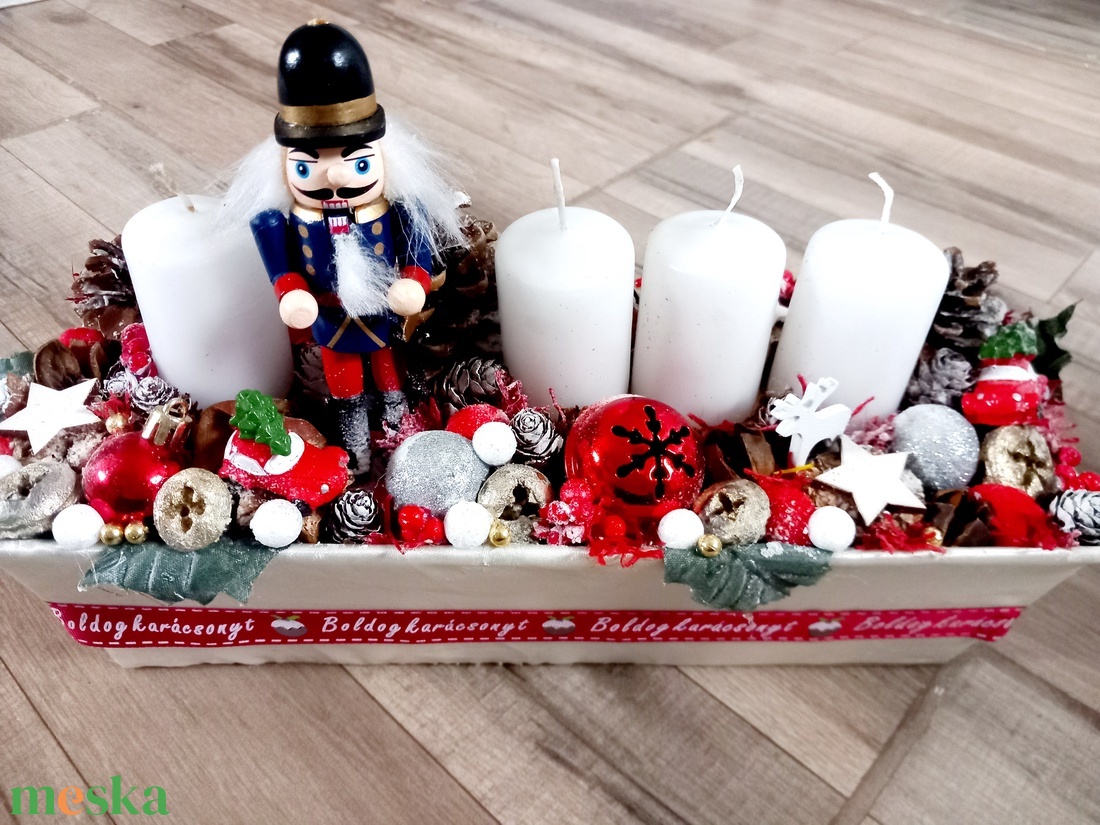 DIÓTÖRŐ Karácsonyi asztald�sz,  adventi asztaldísz, koszorú, doboz, box karácsonyi dekoráció  - karácsony - adventi díszek - adventi koszorú - Meska.hu
