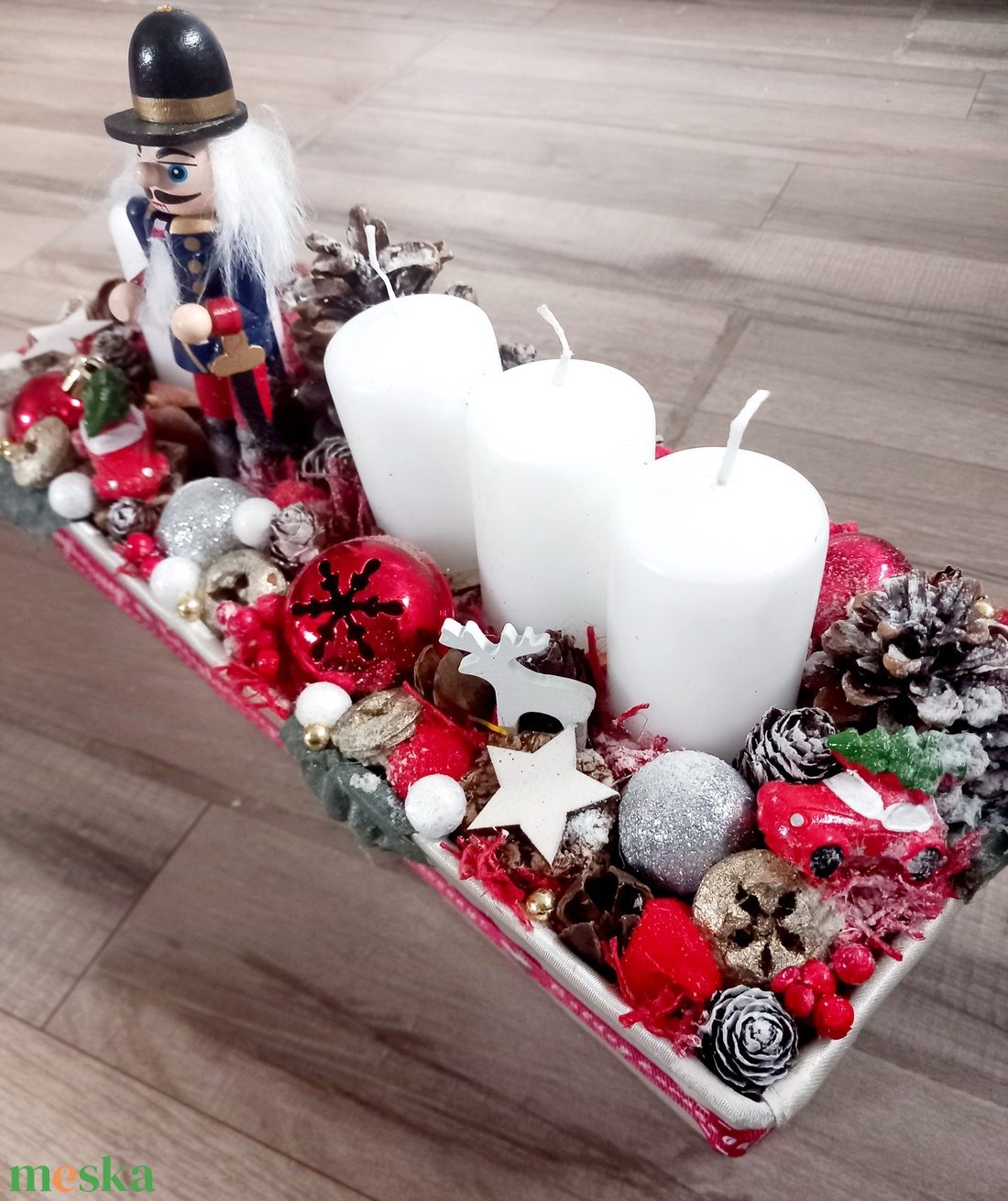 DIÓTÖRŐ Karácsonyi asztald�sz,  adventi asztaldísz, koszorú, doboz, box karácsonyi dekoráció  - karácsony - adventi díszek - adventi koszorú - Meska.hu