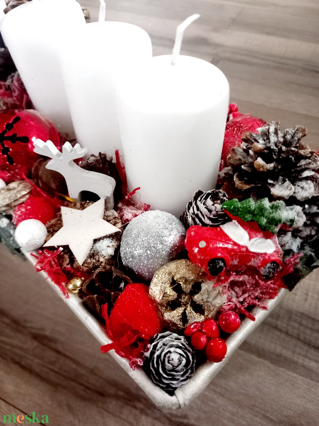 DIÓTÖRŐ Karácsonyi asztald�sz,  adventi asztaldísz, koszorú, doboz, box karácsonyi dekoráció  - karácsony - adventi díszek - adventi koszorú - Meska.hu