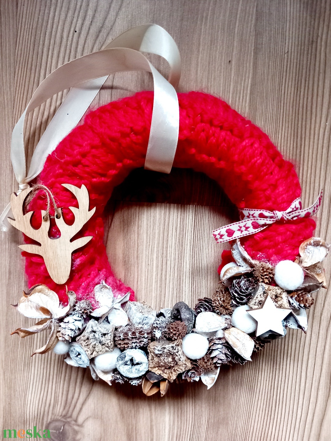 ÜNNEPVÁRÓ karácsonyi-adventi KOPOGTATÓ AJTÓDÍSZ - karácsony - karácsonyi lakásdekoráció - karácsonyi ajtódíszek - Meska.hu