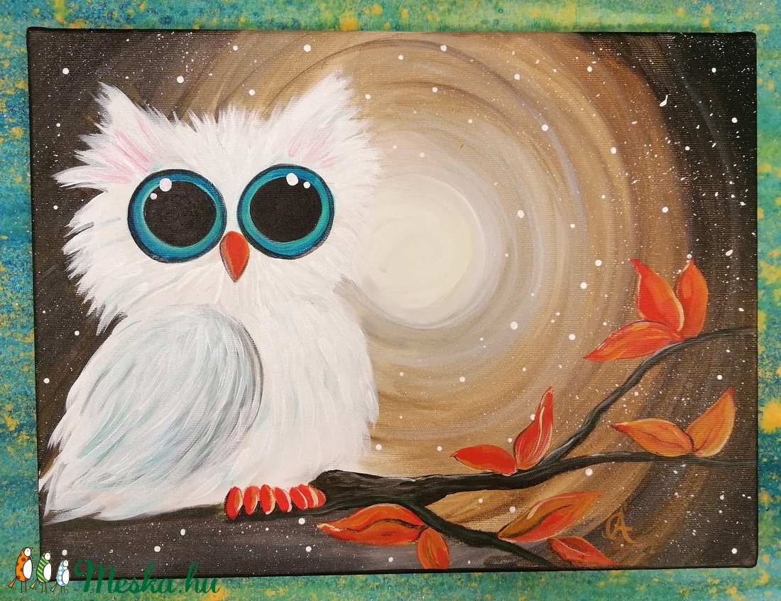 Baglyocska feszített vászon, 30�40 cm - otthon & életmód - dekoráció - Meska.hu