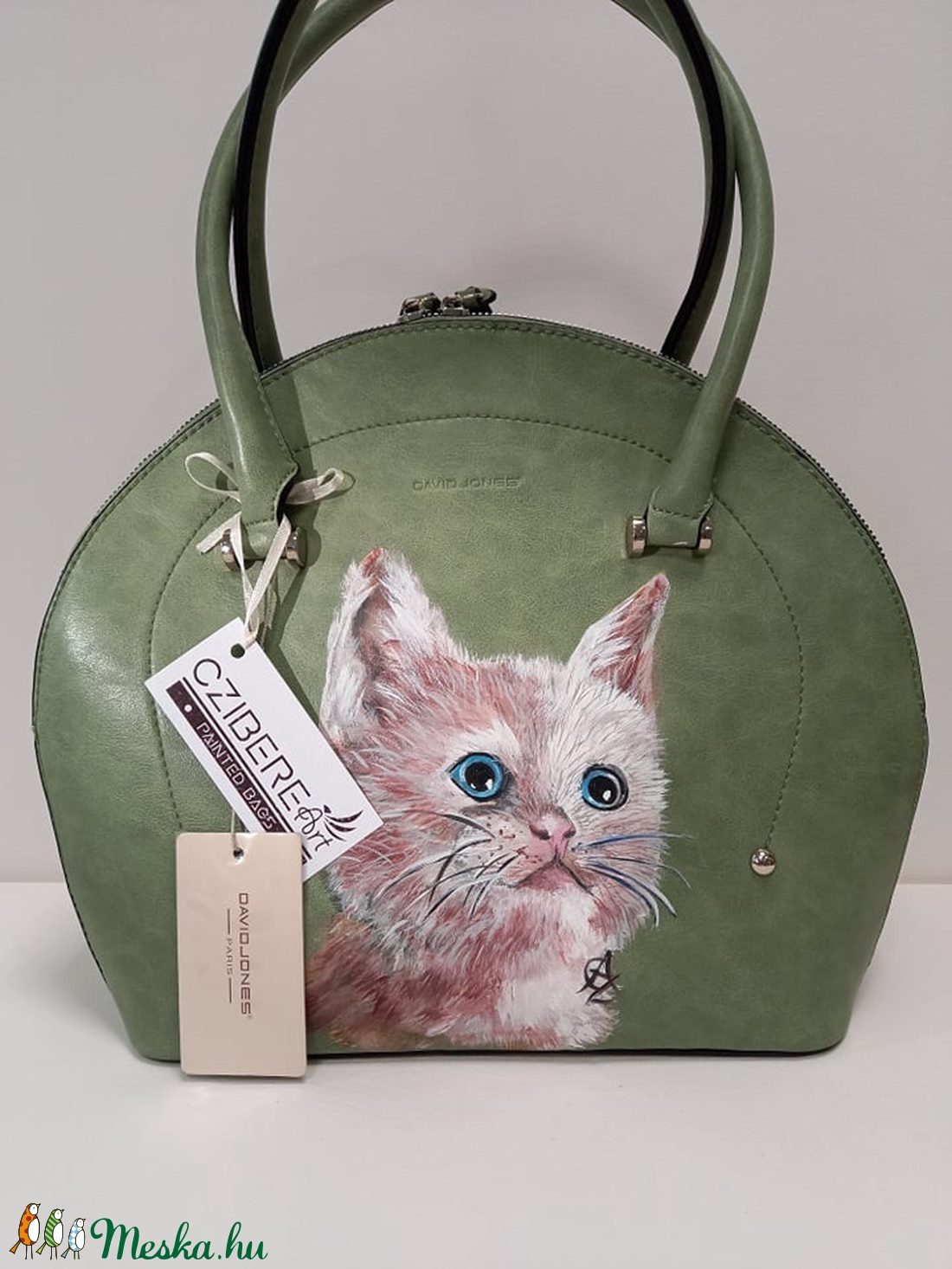 Cicus kézzel festett David Jones táska (artbag) - táska & tok - kézitáska & válltáska - kézitáska - Meska.hu