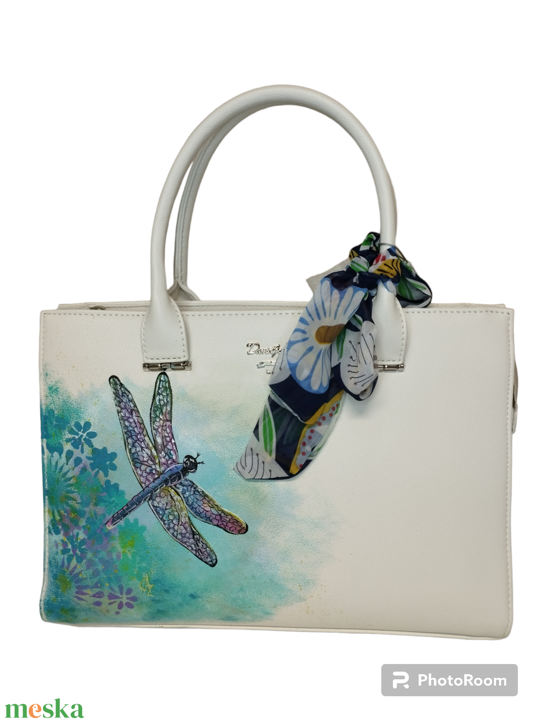 Kézzel festett táska- szitakötő - táska & tok - kézitáska & válltáska - kézitáska - Meska.hu