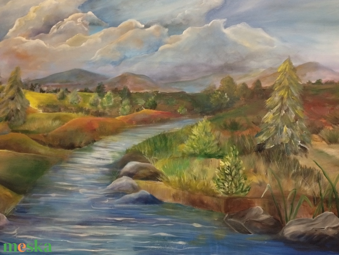 Békés táj festmény - művészet - festmény - akril - Meska.hu