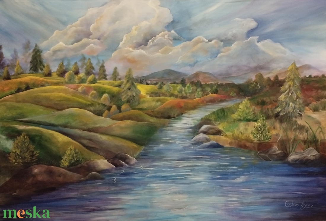 Békés táj festmény - művészet - festmény - akril - Meska.hu