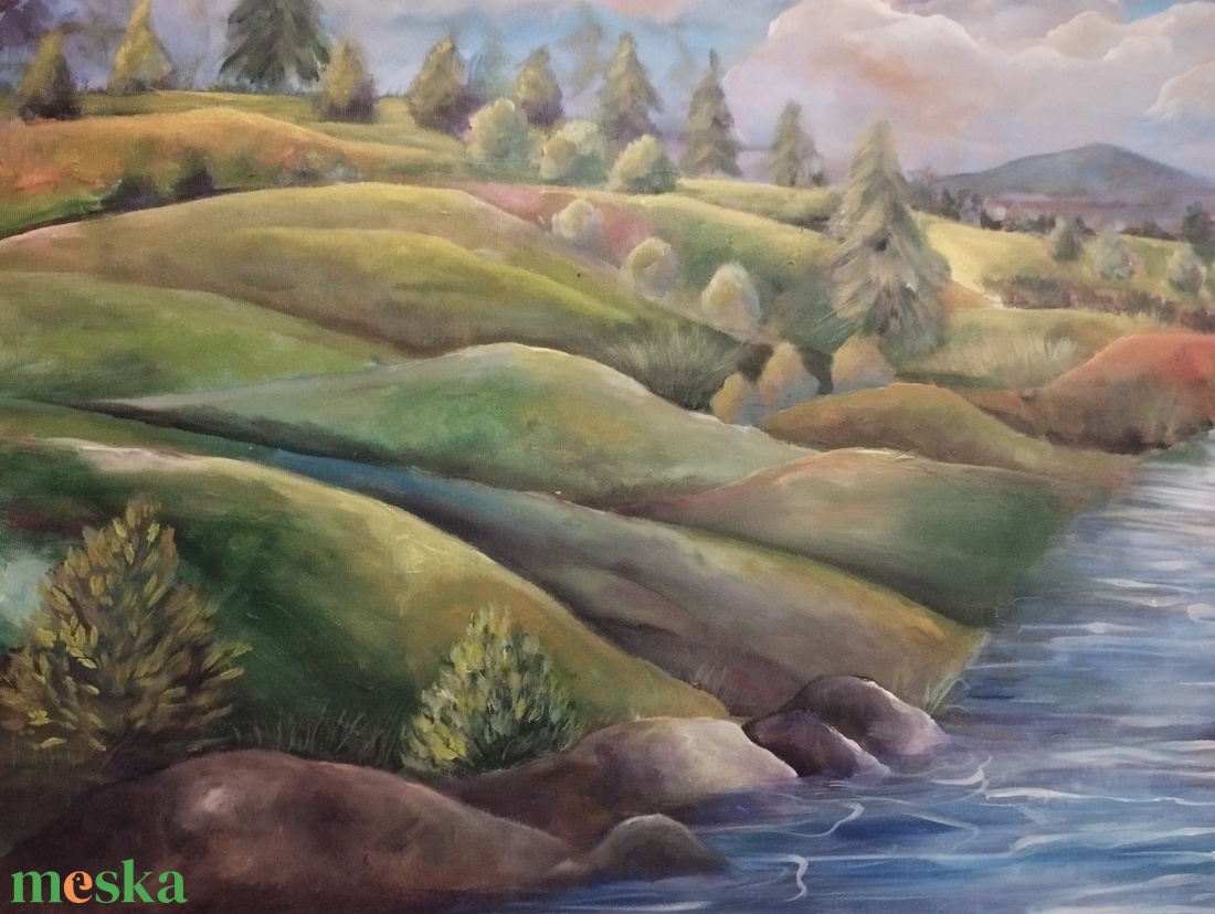 Békés táj festmény - művészet - festmény - akril - Meska.hu