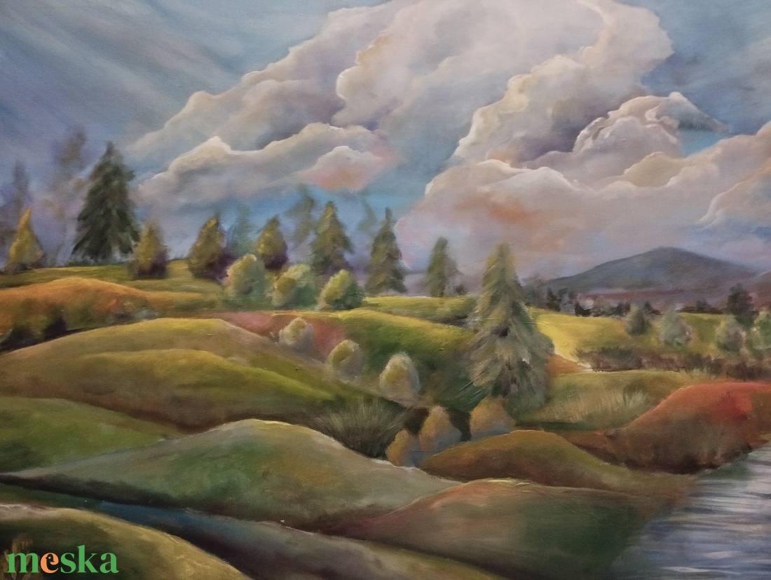 Békés táj festmény - művészet - festmény - akril - Meska.hu