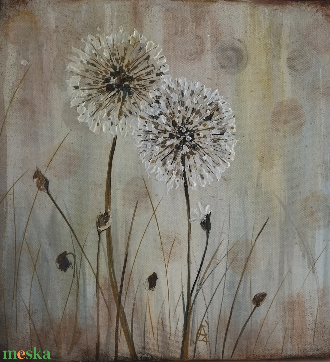 Pitypangok 3D festmény - művészet - festmény - akril - Meska.hu