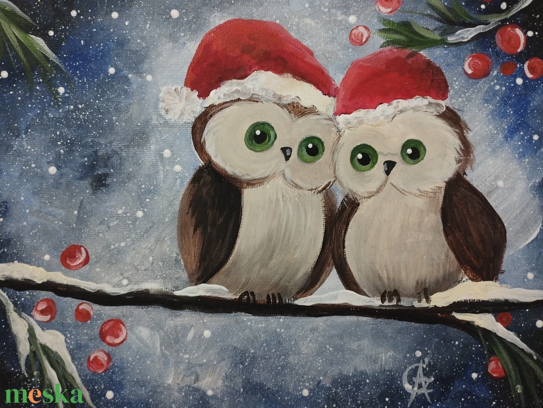 Baglyos festmény  - művészet - festmény - akril - Meska.hu