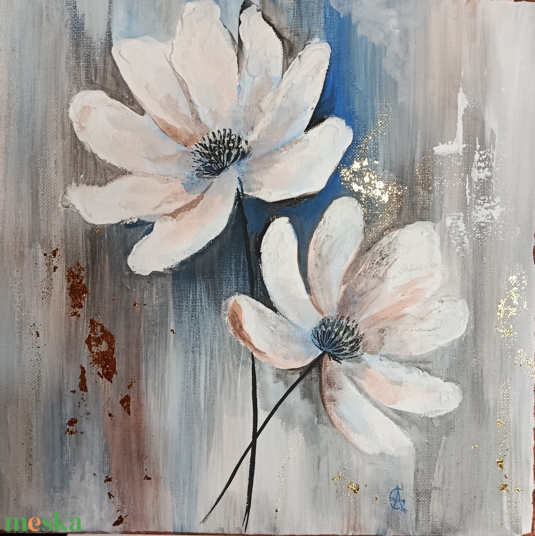 Virágos festmény  - művészet - festmény - akril - Meska.hu