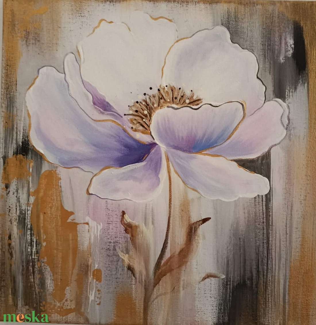 Lila szirmok festmény  - művészet - festmény - akril - Meska.hu