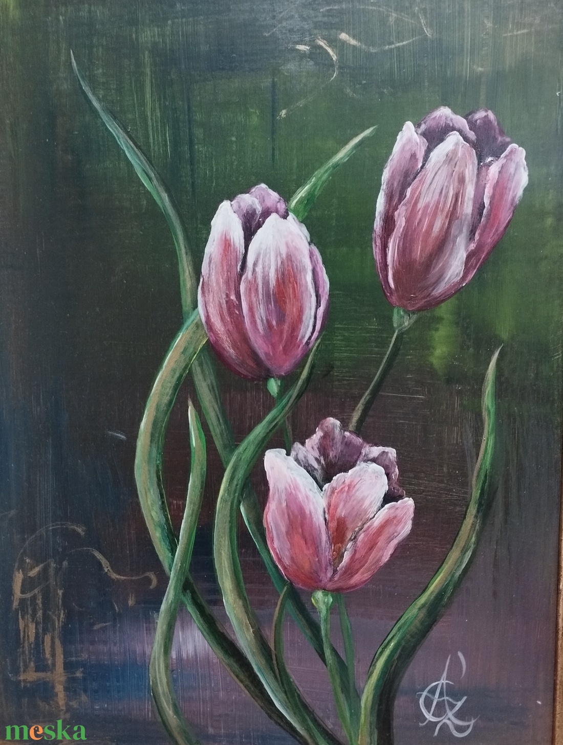 Hármashangzat-akril, farost, 40x30 cm, kerettel  - művészet - festmény - akril - Meska.hu