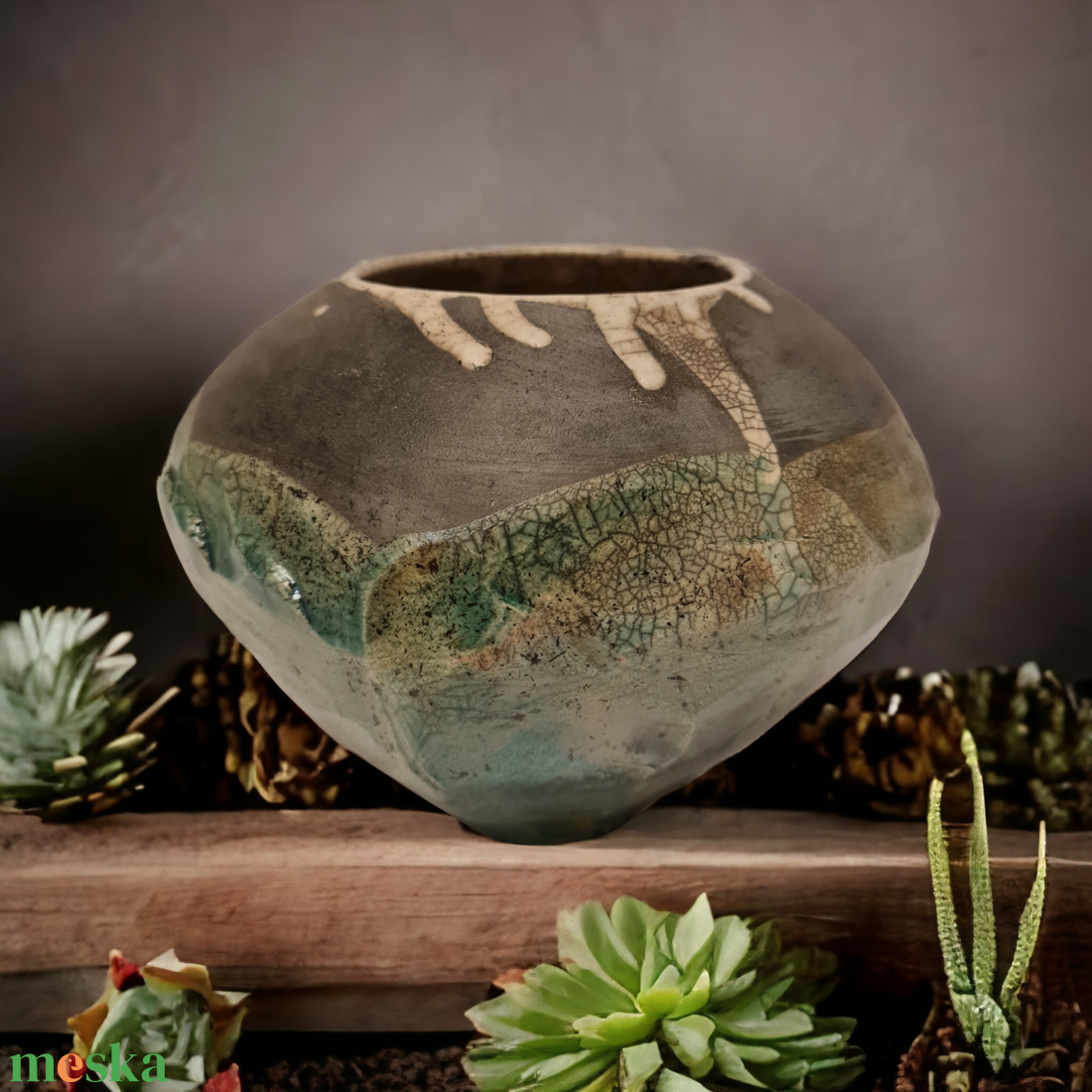 Vágott raku váza - otthon & életmód - dekoráció - virágdísz és tartó - váza - Meska.hu