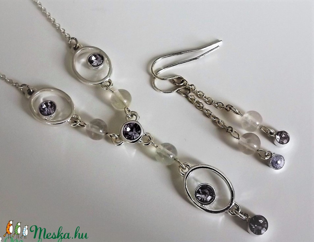 Ezüstözött szett fluorittal, féldrágakő, nyaklánc, fülbevaló, elegáns, nőnek, ajándék, ásvány - ékszer - ékszerszett - Meska.hu Ezüstözött szett fluorittal, féldrágakő, nyaklánc, fülbevaló, elegáns, nőnek, ajándék, ásvány - ékszer - ékszerszett - Meska.hu