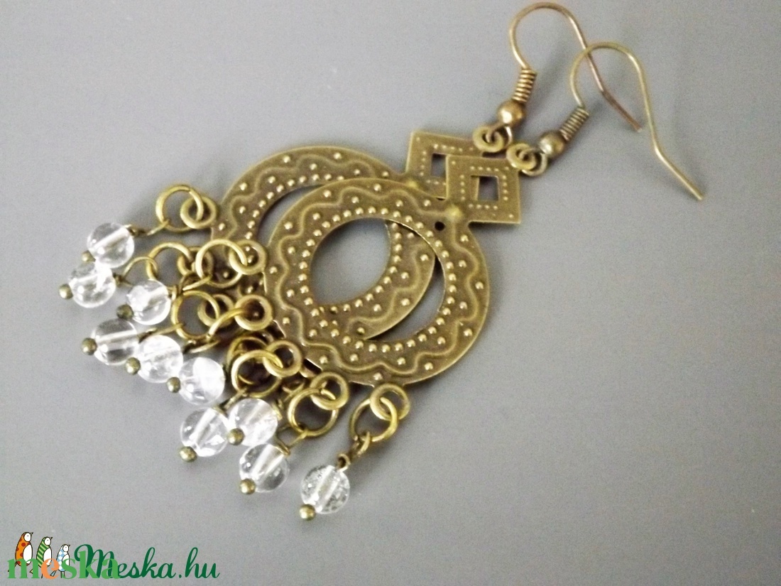 Kristály eső fülbevaló, hegyikristály gyöngy,drágakő, ázsiai, orientális, szári, ásvány, ajándék,  - ékszer - fülbevaló - lógó fülbevaló - Meska.hu