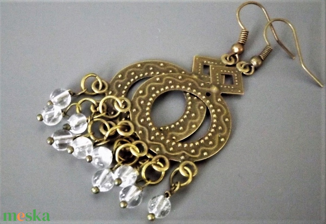 Kristály eső fülbevaló, hegyikristály gyöngy,drágakő, ázsiai, orientális, szári, ásvány, ajándék,  - ékszer - fülbevaló - lógó fülbevaló - Meska.hu