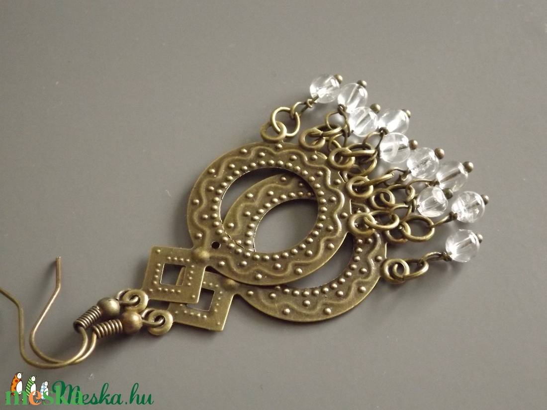 Kristály eső fülbevaló, hegyikristály gyöngy,drágakő, ázsiai, orientális, szári, ásvány, ajándék,  - ékszer - fülbevaló - lógó fülbevaló - Meska.hu