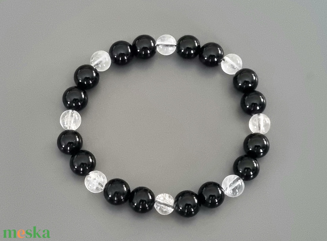 Női ónix-hegyikristály karkötő, ajándék, lánynak, nőnek - ékszer - ékszerszett - Meska.hu